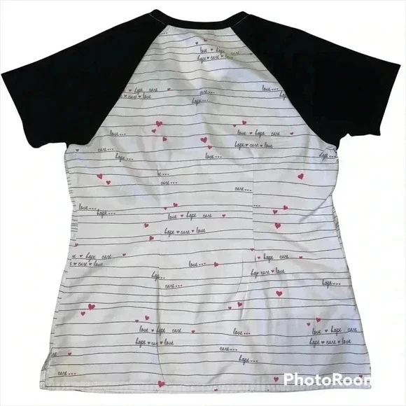 CHEROKEE Scrubs Top Size M Adorable Breast Cancer Awareness - Picture 2 of 8